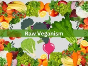 Raw vegan dish with fresh fruits and vegetables
