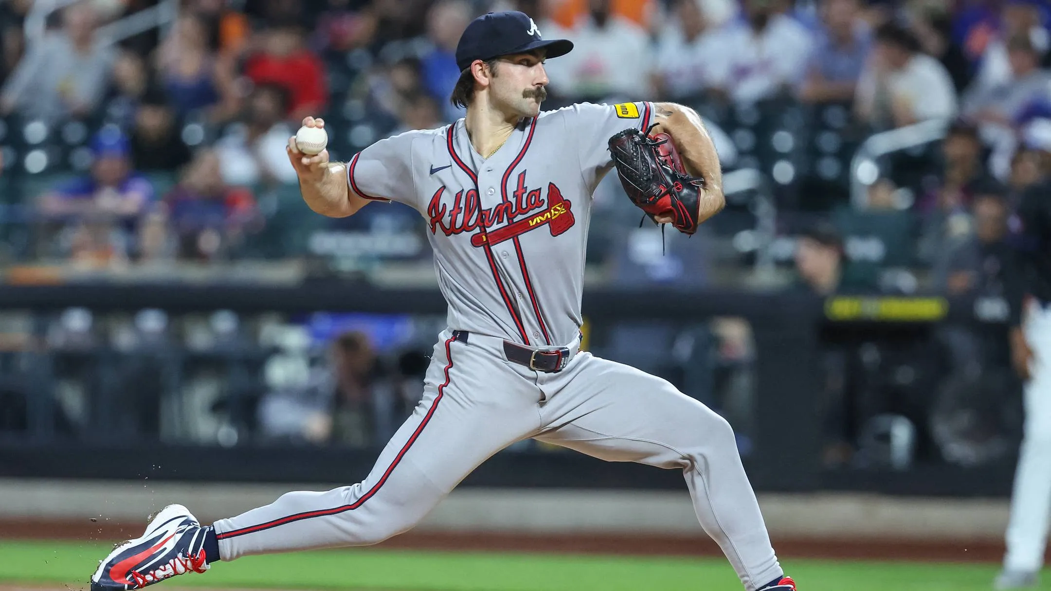 Spencer Strider pitching for the Atlanta Braves at Citi Field
